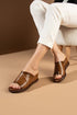 Camel Wedge Heeled Women's Slippers